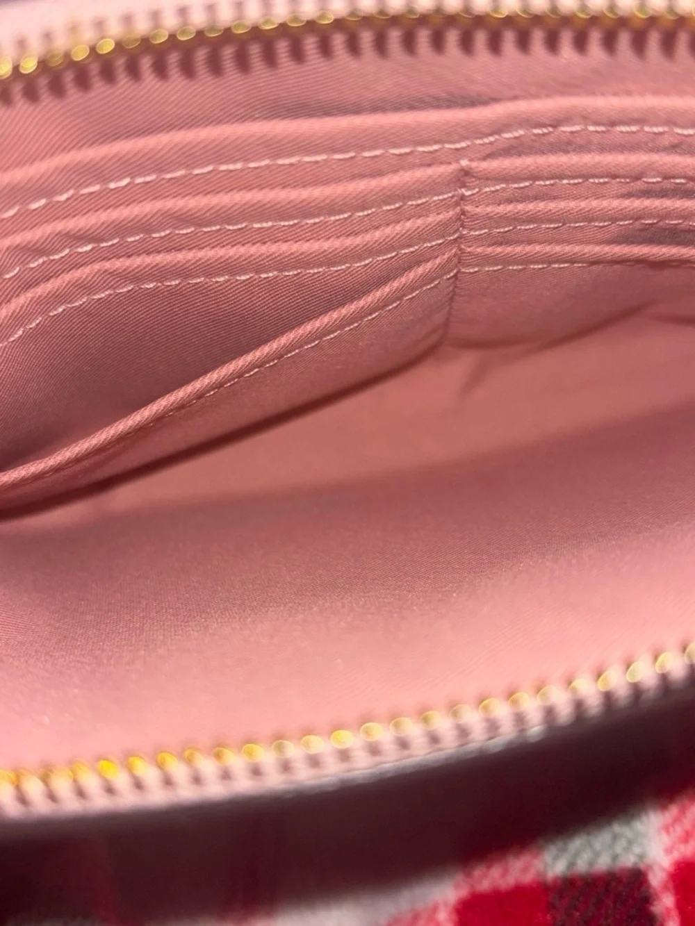 Coach Pink Signature Double-Zip Wristlet with Gold Hardware